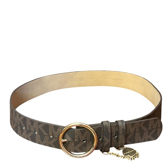 MICHAEL KORS MK Logo Belt  size medium Chocolate Brown - Picture 1 of 10